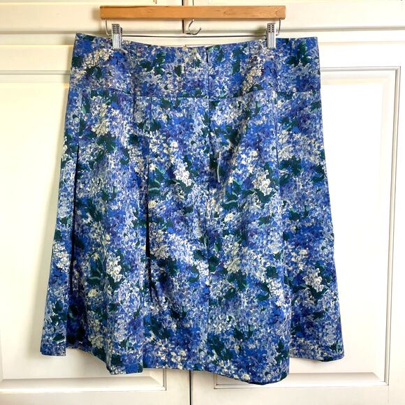 NWT Talbots Women's Sz 16W Blue Floral Skirt Cotton Lined Plus - Picture 2 of 9